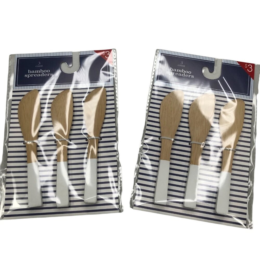 Lot of 2 Design Group Bamboo Spreaders 3 Each Pack New